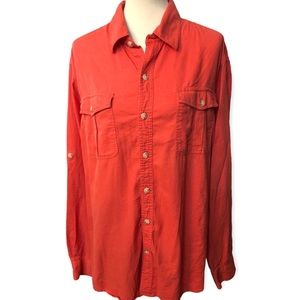Converse coral linen blend button down shirt